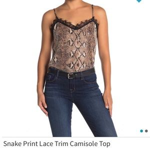 Kendall & Kylie Steak print lace trim camisole top
